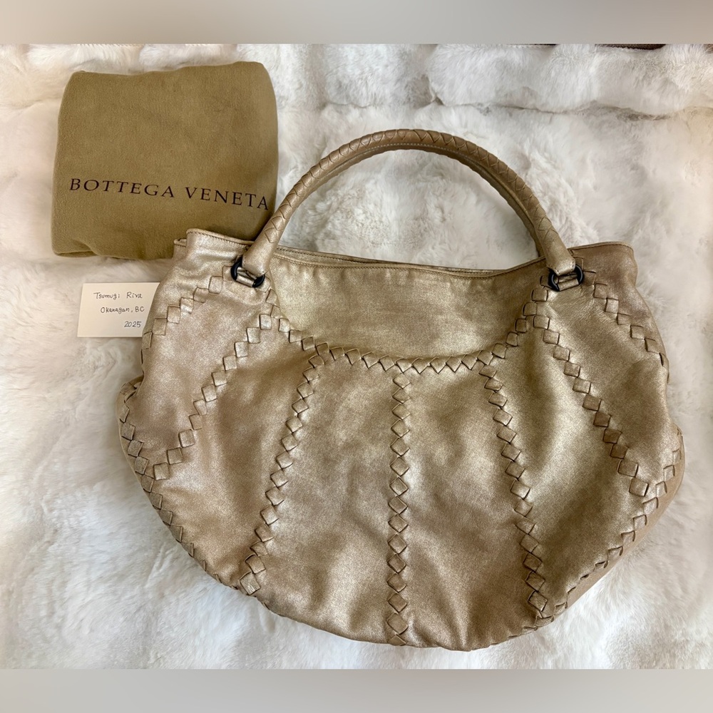 Bottega Veneta Gold Intrecciato Shoulder Bag
